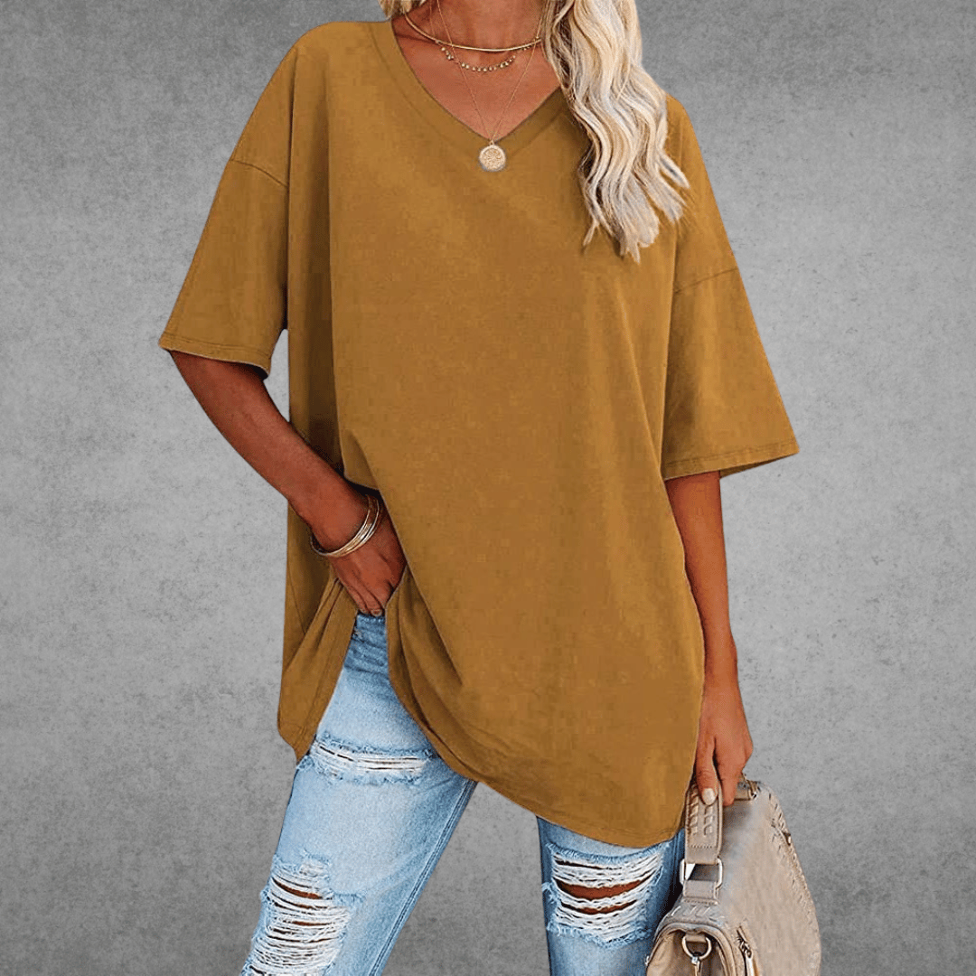 Maglietta oversize da donna Ninon - Design confortevole con scollo a V e tessuto leggero e traspirante