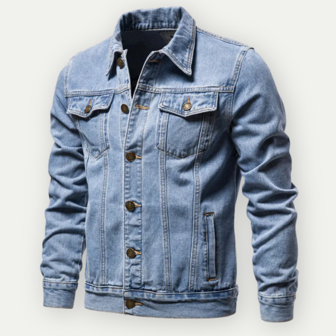 Max Veste en Jean – Veste Classique en Denim Bleu Clair avec Détails Structurés