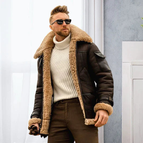 Giacca da uomo Raymond - Pelle robusta con fodera in morbida pelliccia e stile elegante