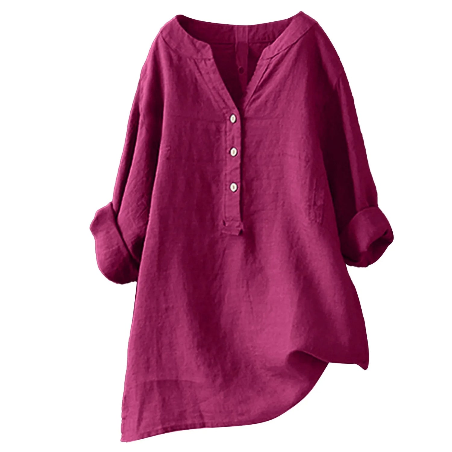 Blusa da donna color cremisi - Tessuto leggero e traspirante, scollo a V rosso intenso e stile versatile