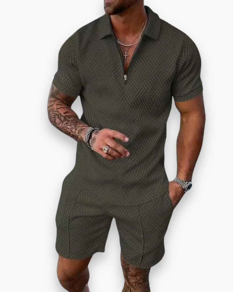 Completo da uomo Daniel - Elegante completo estivo con polo e pantaloncini leggeri