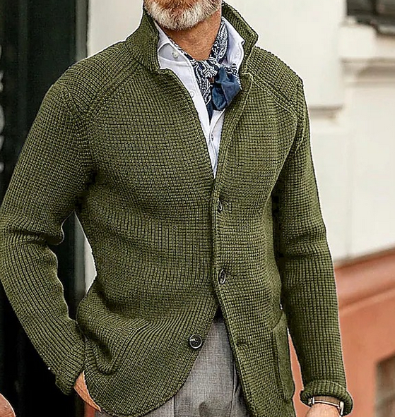 Edward Blazer Homme Vintage – Col Montant Élégant, Manches Longues & Style Intemporel
