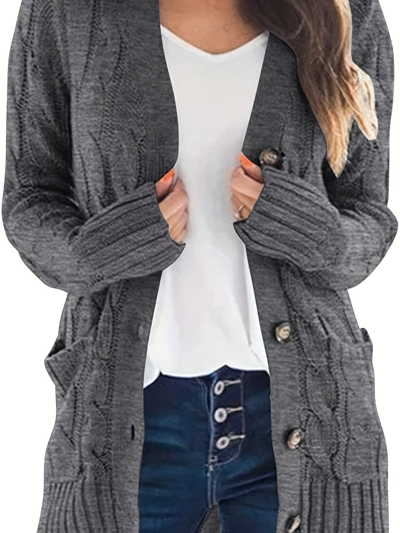 Lissy Gilet Femme – Cardigan Chaud à Maille Câble avec Boutons & Coupe Moderne Confort