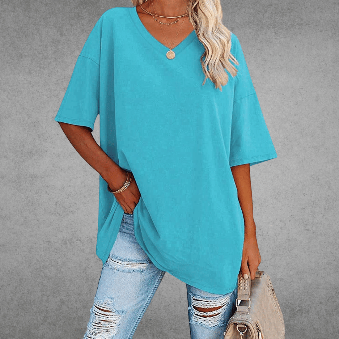 Maglietta oversize da donna Ninon - Design confortevole con scollo a V e tessuto leggero e traspirante