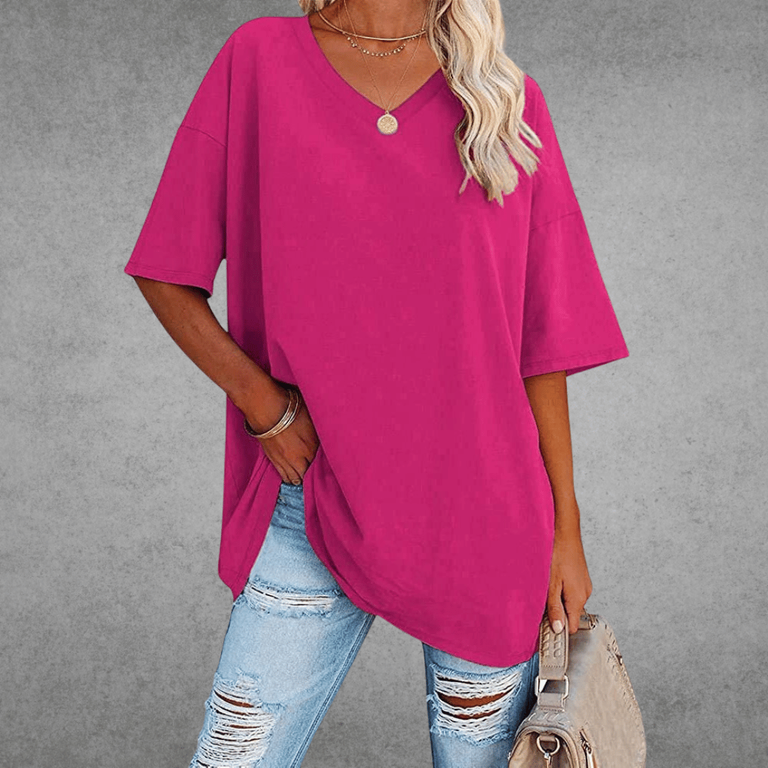 Maglietta oversize da donna Ninon - Design confortevole con scollo a V e tessuto leggero e traspirante