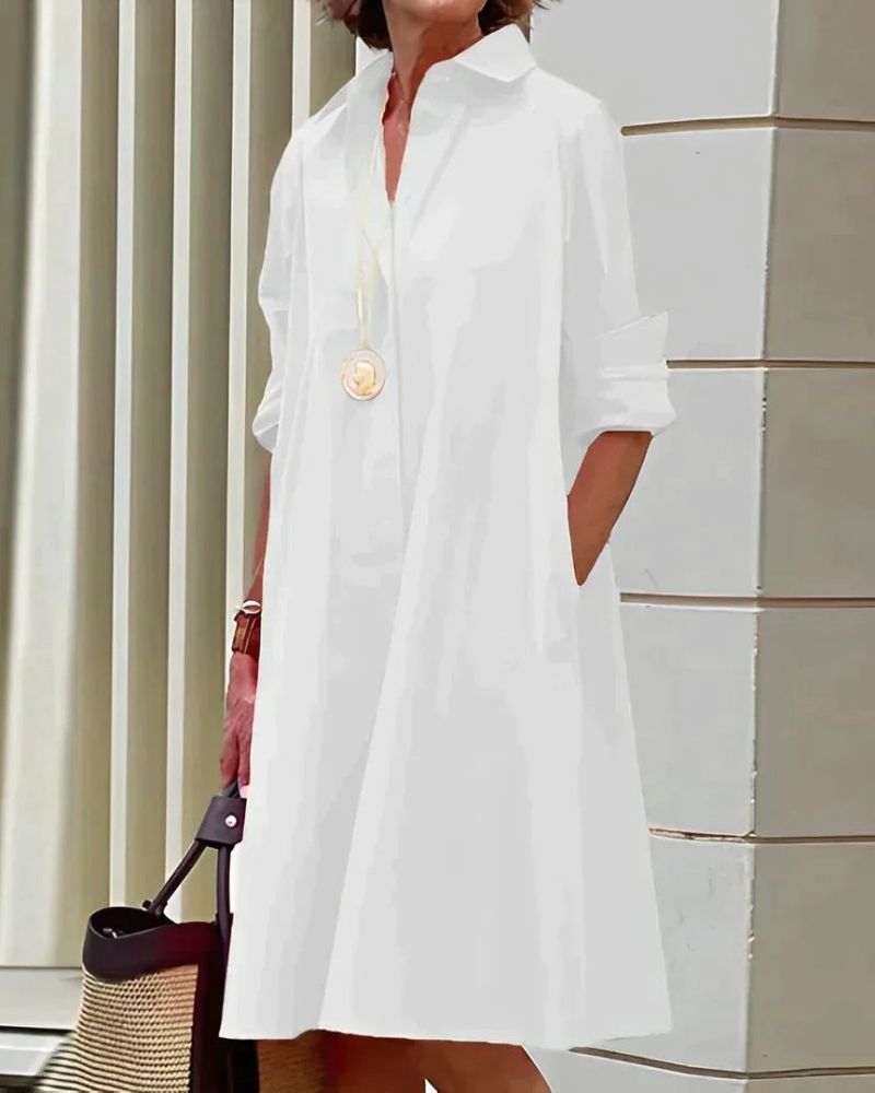 Abito camicia da donna Monet - Abito midi con colletto, maniche lunghe e pratiche tasche