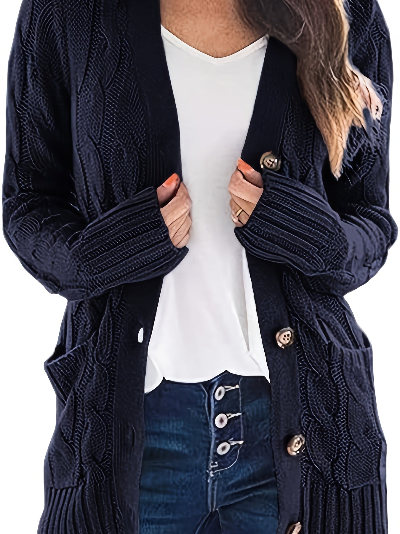 Lissy Gilet Femme – Cardigan Chaud à Maille Câble avec Boutons & Coupe Moderne Confort