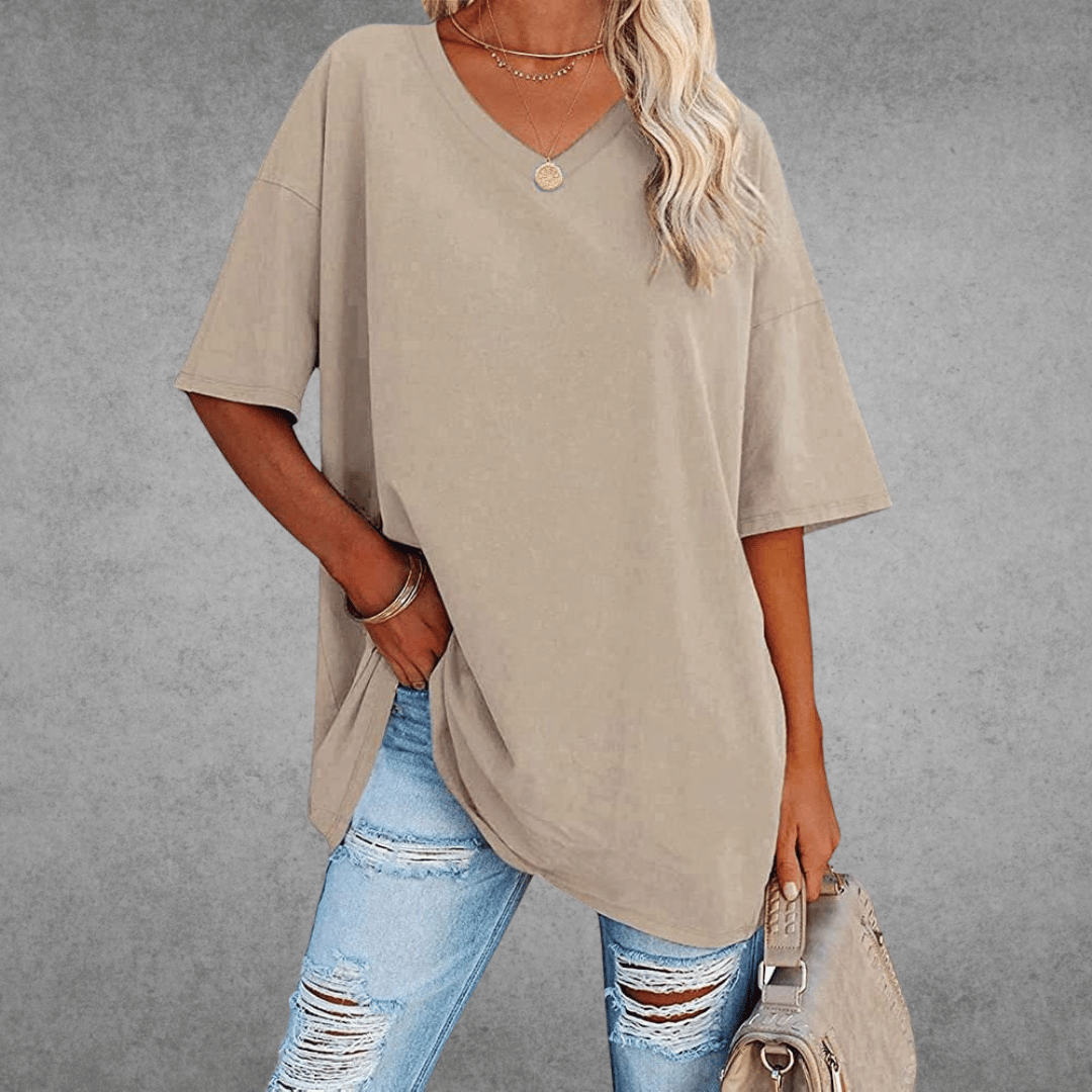 Maglietta oversize da donna Ninon - Design confortevole con scollo a V e tessuto leggero e traspirante
