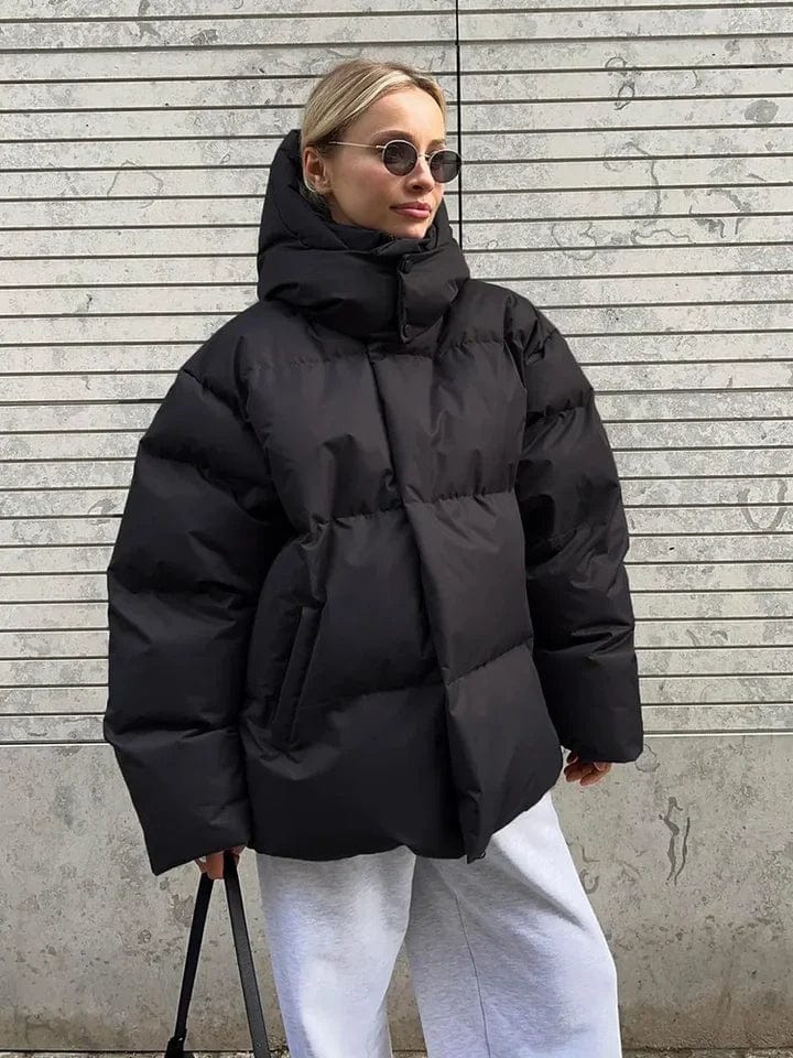 Nava Dámská Oversize Péřová Bunda – Prošívaná Bunda s Vysokým Límcem na Zimu a Streetstyle