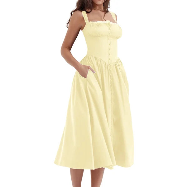 Robe d'Été Femme Nia – Robe Midi Élégante avec Coupe Confortable & Design Intemporel