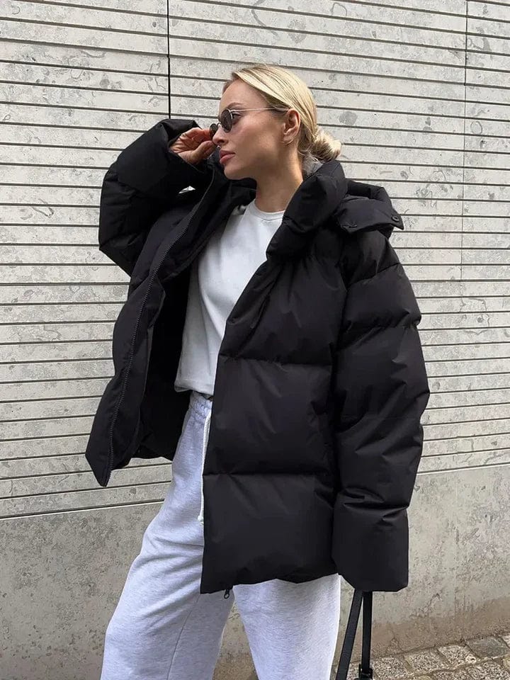 Nava Dámská Oversize Péřová Bunda – Prošívaná Bunda s Vysokým Límcem na Zimu a Streetstyle