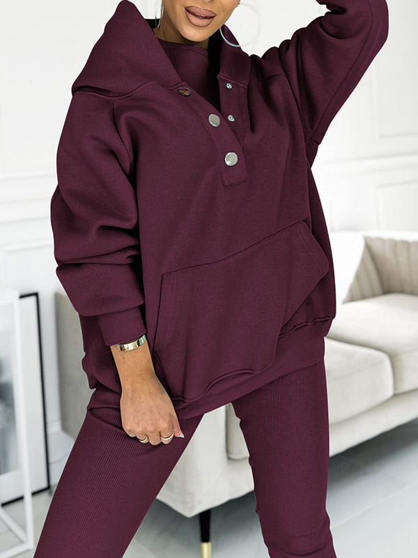 Lysa Ensemble Loungewear Femme – Set Confortable avec Sweat à Poche Kangourou & Pantalon Taille Haute