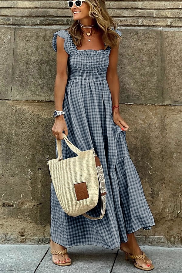 Abito lungo da donna Rosie - Elegante abito scozzese per il lavoro e il fine settimana