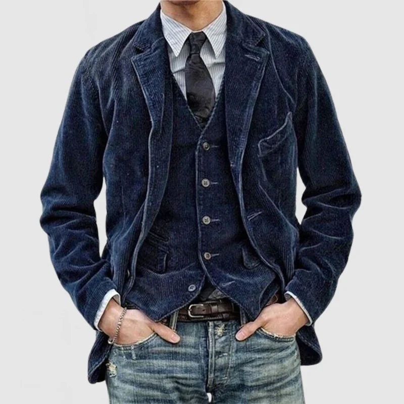 Blazer in velluto a coste da uomo James: elegante, caldo e versatile con gilet moderno