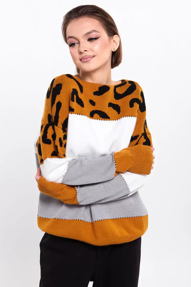Alianna Pull Femme – Polaire Léopard Chic Doux & Confortable pour Style Décontracté