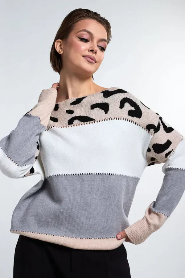 Alianna Pull Femme – Polaire Léopard Chic Doux & Confortable pour Style Décontracté