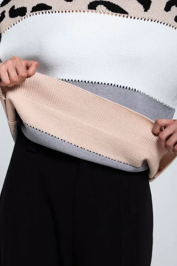 Alianna Pull Femme – Polaire Léopard Chic Doux & Confortable pour Style Décontracté