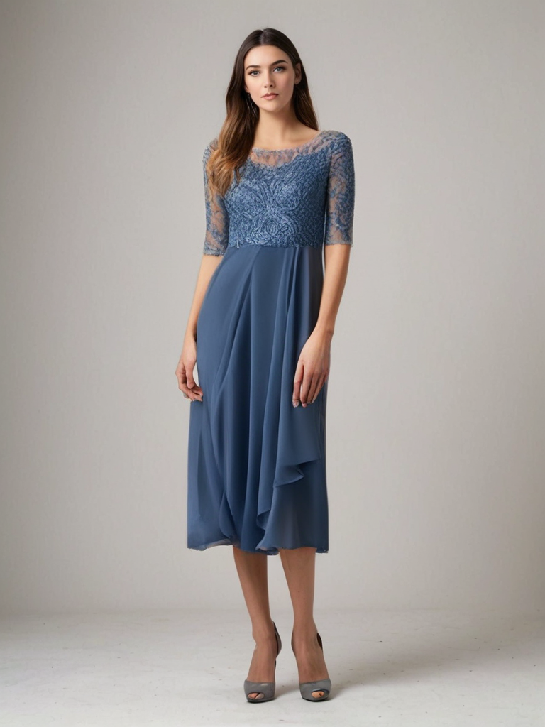 Abito midi da donna Jara: elegante abito in pizzo dallo stile senza tempo e dalla vestibilità comoda