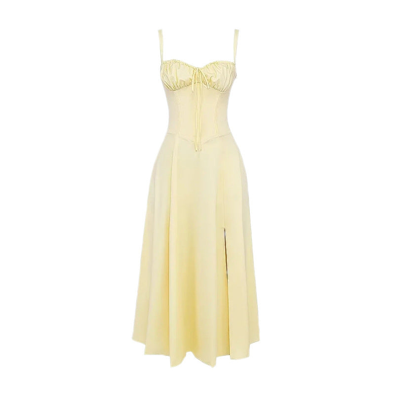 Luciana Robe Femme – Robe Française au-dessus du Genou avec Taille Haute, Coupe A-Ligne & Similicuir Vegan