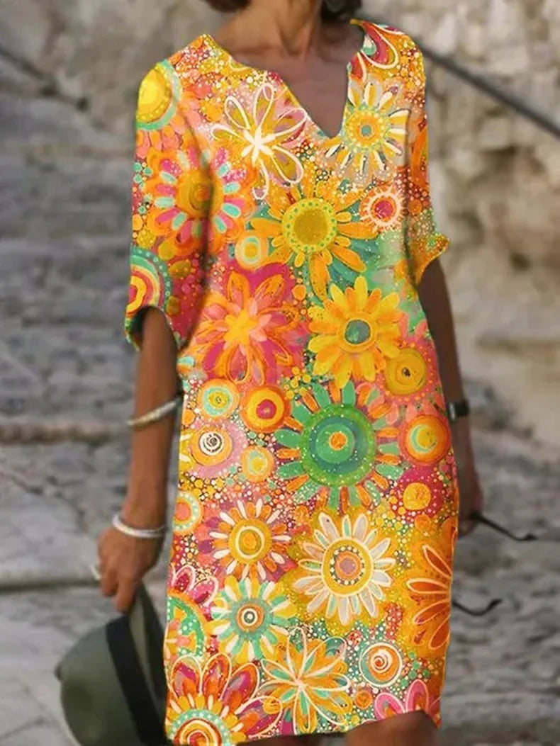 Brianna Robe Bohème Femme – Robe Été à Motif Fleuri avec Coupe Fluide & Style Décontracté Chic
