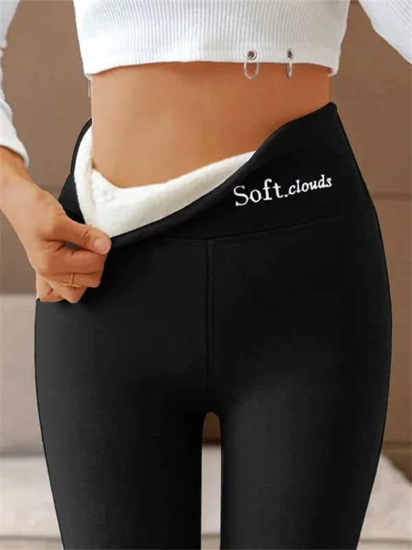 SoftCloud Leggings Doublés Polaire Femme – Pantalon d’Hiver Ultra Chaud et Extensible à Coupe Ajustée