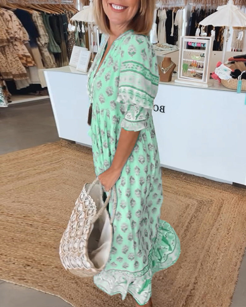 Abito da donna Tallulah - Abito stampato con scollo a V, maniche lunghe e vestibilità comoda