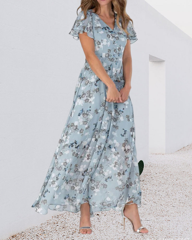 Robe Ina pour Femme – Robe Élégante en Chiffon avec Volants & Coupe Aérienne pour l’Été ou les Fêtes