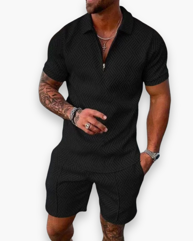 Completo da uomo Daniel - Elegante completo estivo con polo e pantaloncini leggeri