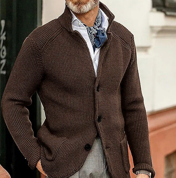 Edward Blazer Homme Vintage – Col Montant Élégant, Manches Longues & Style Intemporel