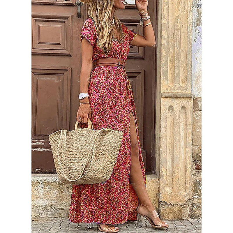 Abito floreale da donna Susan - Elegante abito in poliestere con scollo a V, vestibilità comoda e stile chic