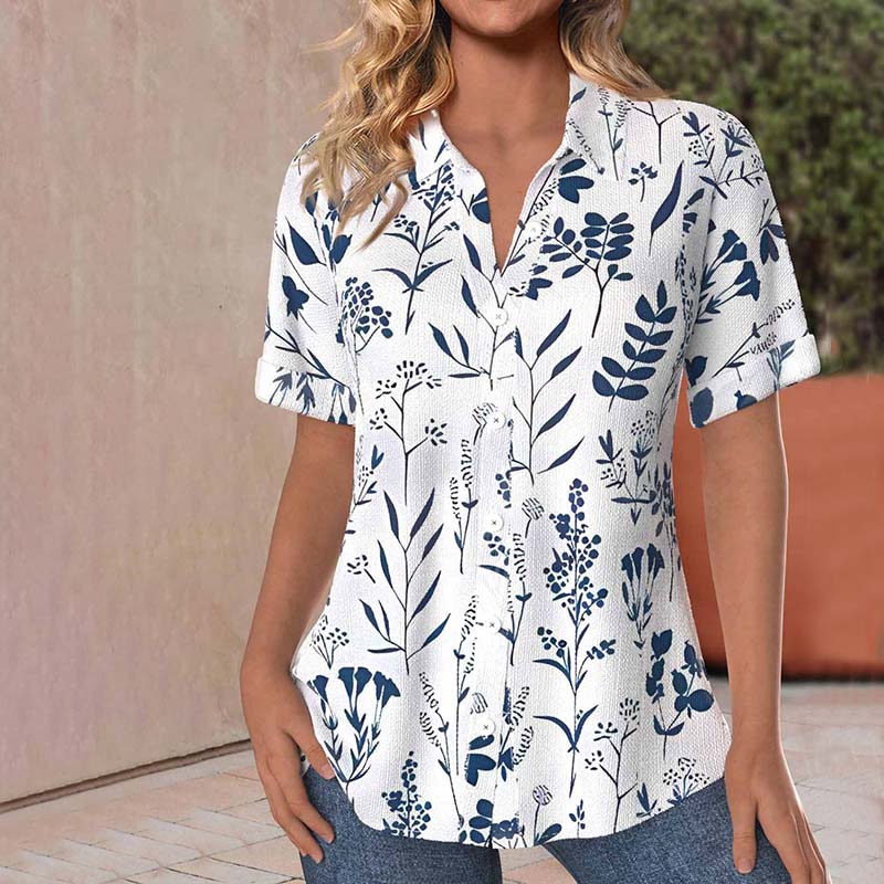 Camicetta estiva da donna Heidi - Top leggero a maniche corte con elegante stampa floreale