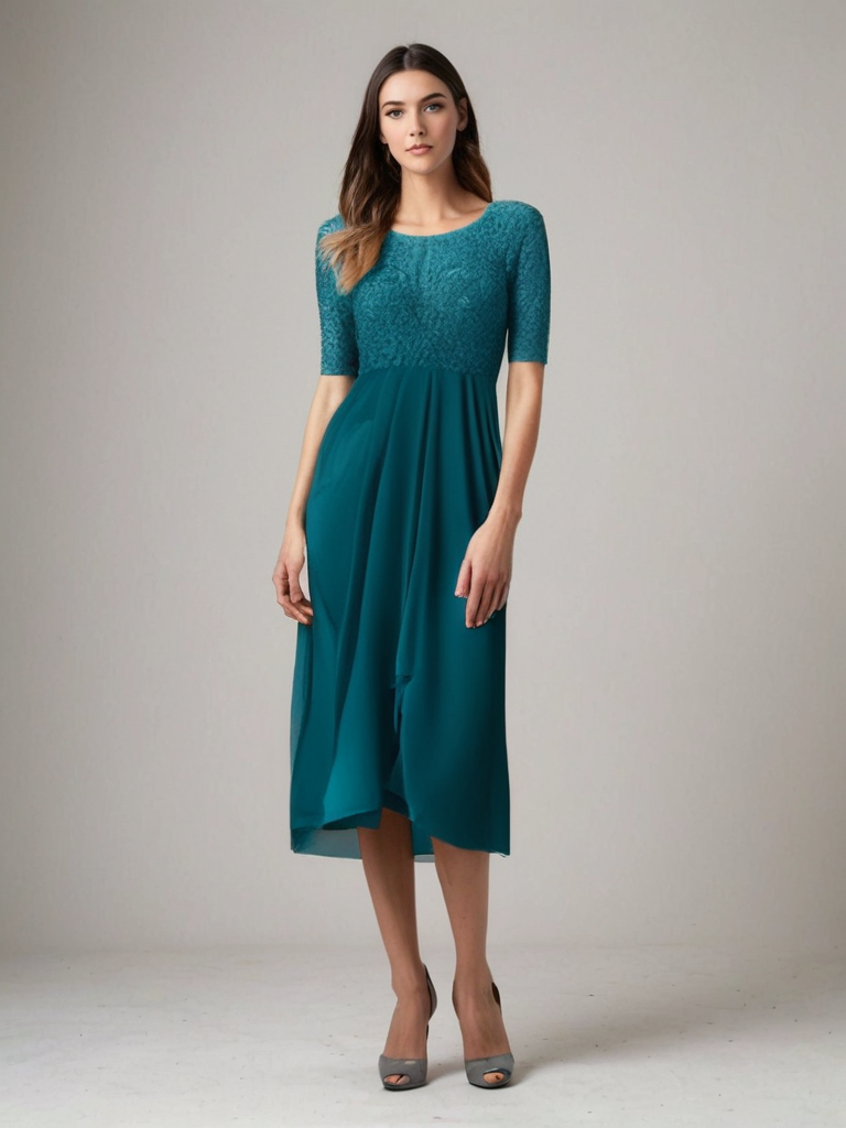 Abito midi da donna Jara: elegante abito in pizzo dallo stile senza tempo e dalla vestibilità comoda