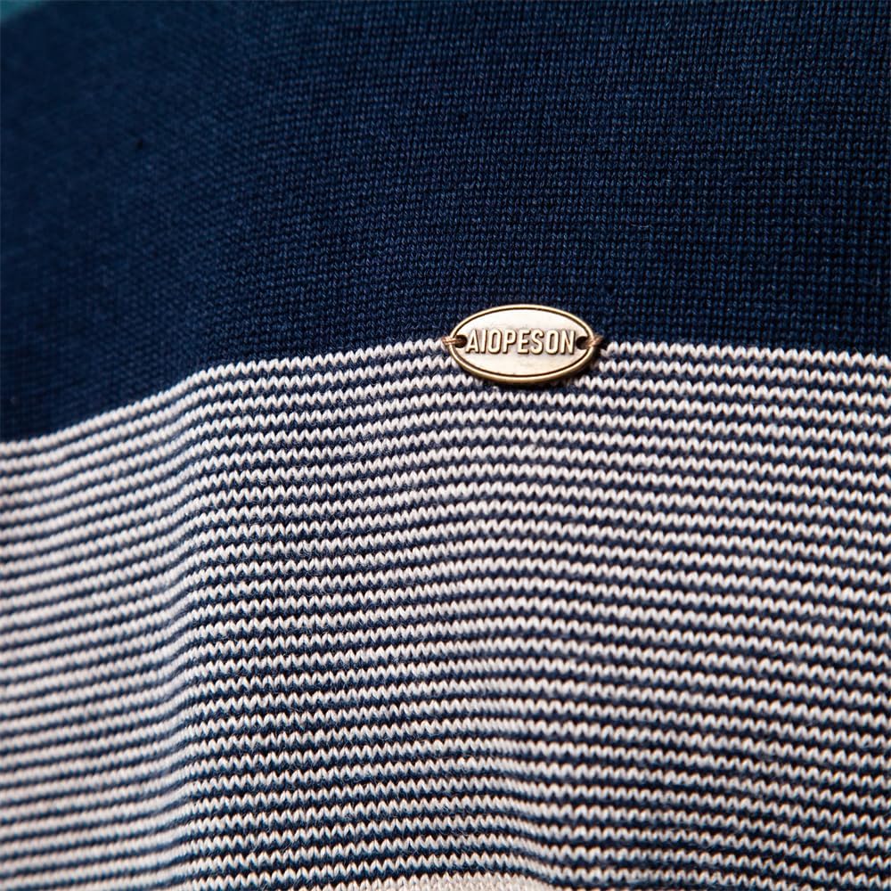 Liam Pull Homme à Rayures – Col Montant Zippé, Chaud & Confortable en Laine Polyester