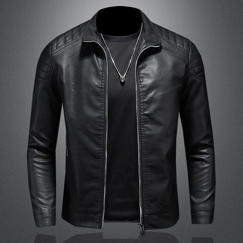 Giacca in pelle da uomo Lance: elegante, comoda, con vestibilità regolare e chiusura con cerniera