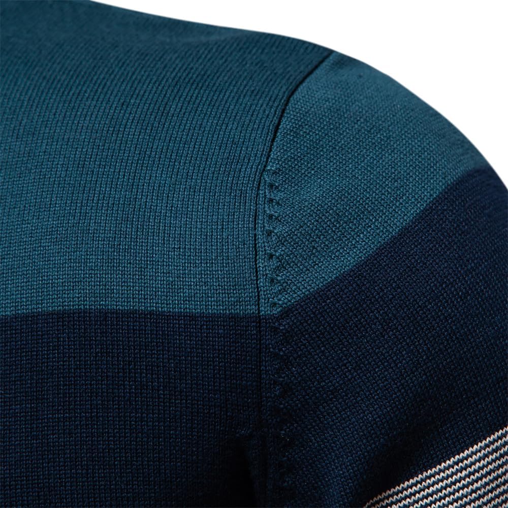 Liam Pull Homme à Rayures – Col Montant Zippé, Chaud & Confortable en Laine Polyester