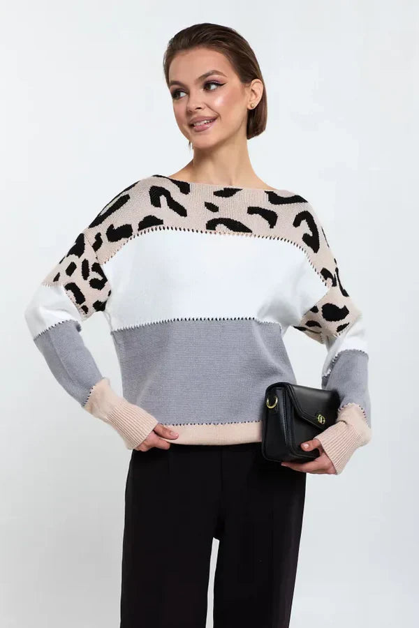 Alianna Pull Femme – Polaire Léopard Chic Doux & Confortable pour Style Décontracté