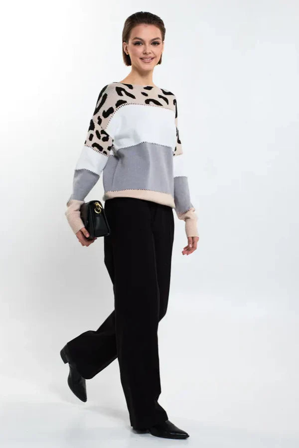 Alianna Pull Femme – Polaire Léopard Chic Doux & Confortable pour Style Décontracté