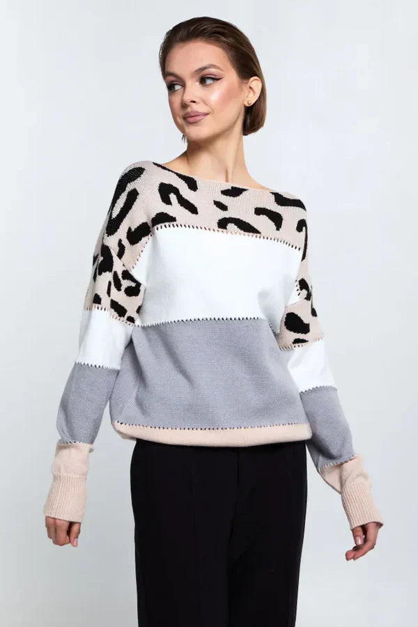 Alianna Pull Femme – Polaire Léopard Chic Doux & Confortable pour Style Décontracté