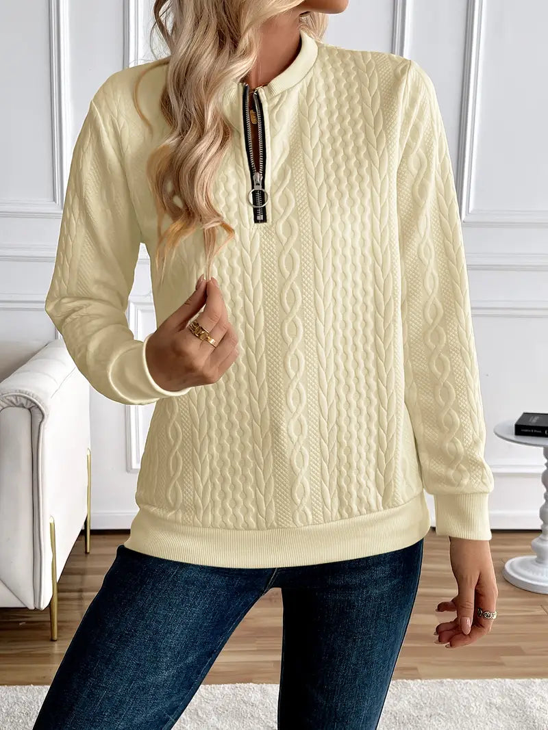 Margaux Sweat Femme Hiver – Pull Zippé Confortable en Maille avec Design Élégant