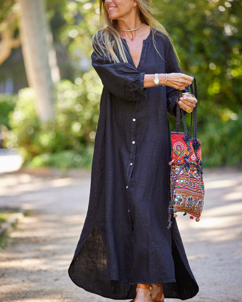 Abito estivo da donna Sereana – Elegante abito in seta con vestibilità aderente e tessuto di lusso