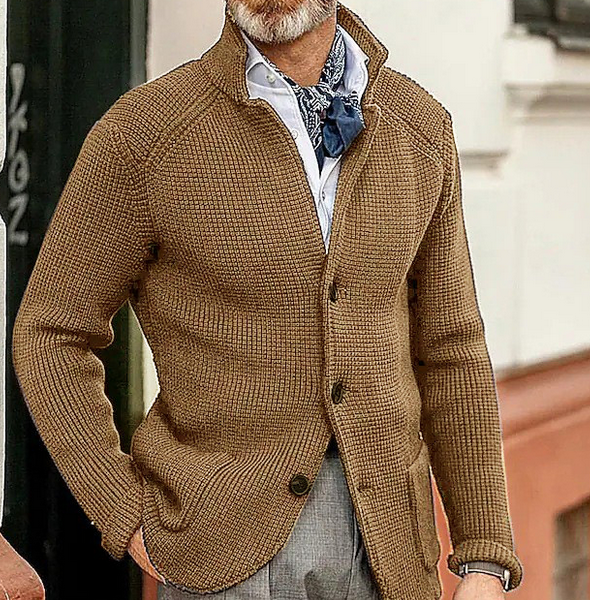 Edward Blazer Homme Vintage – Col Montant Élégant, Manches Longues & Style Intemporel