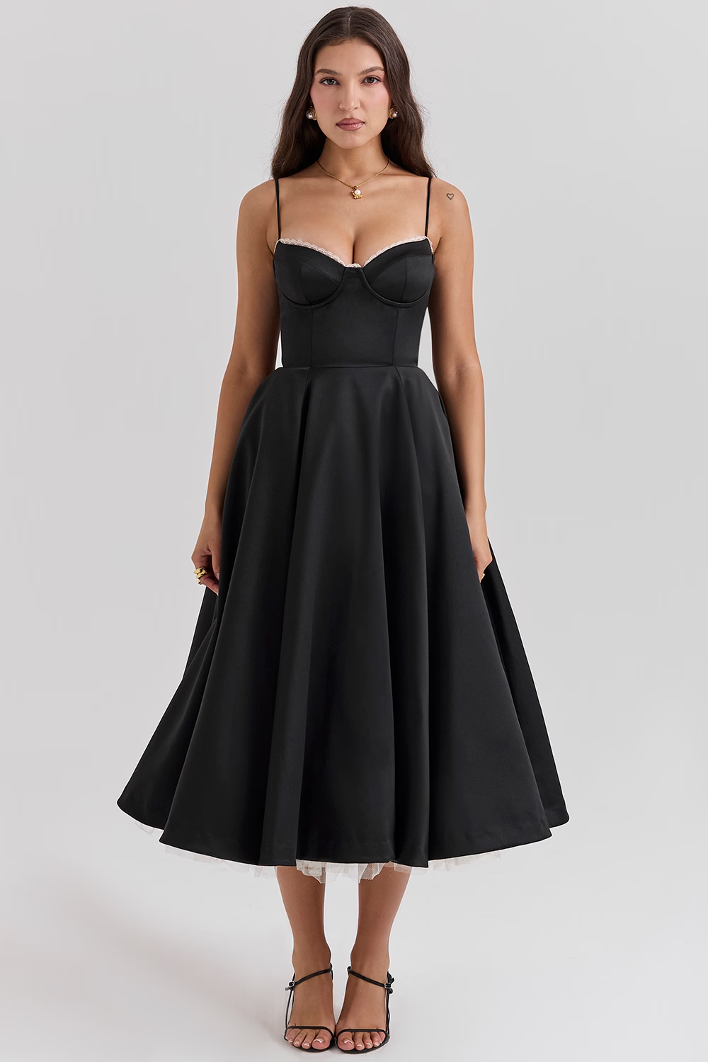 Abito midi da donna Dawn - Elegante abito in tulle con spalline regolabili e vestibilità comoda 
