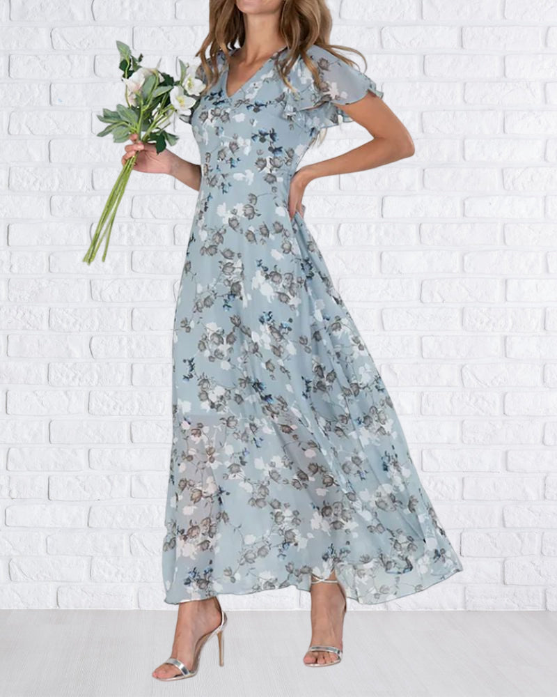 Robe Ina pour Femme – Robe Élégante en Chiffon avec Volants & Coupe Aérienne pour l’Été ou les Fêtes