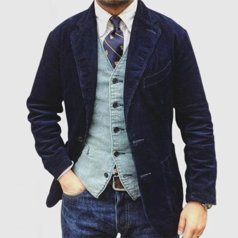Blazer in velluto a coste da uomo James: elegante, caldo e versatile con gilet moderno