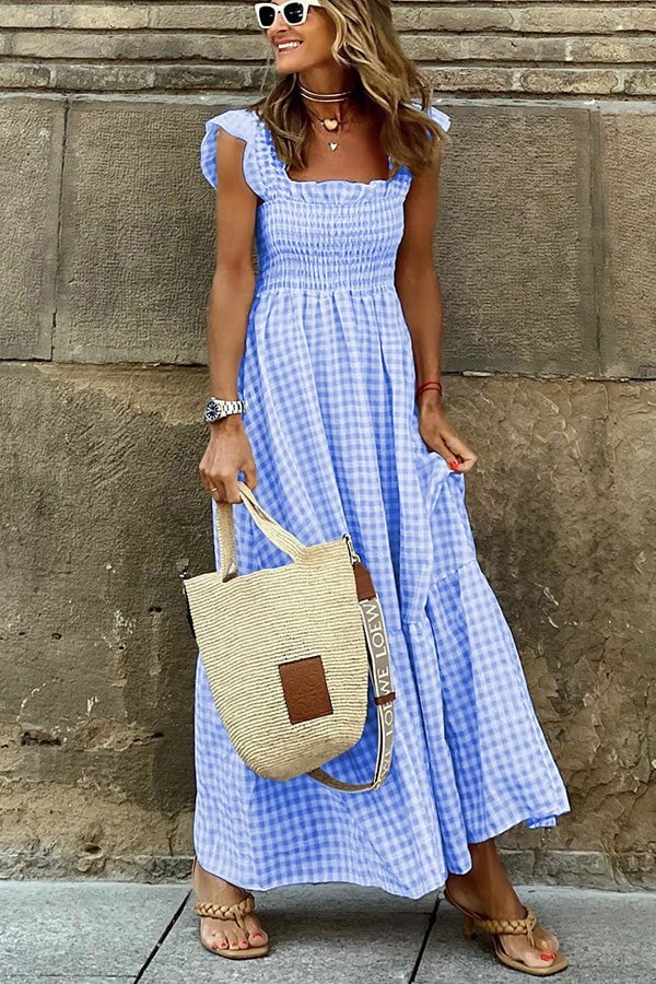 Abito lungo da donna Rosie - Elegante abito scozzese per il lavoro e il fine settimana
