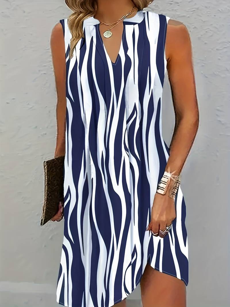 Abito corto da donna Norah - Abito a righe senza maniche per look estivi e casual