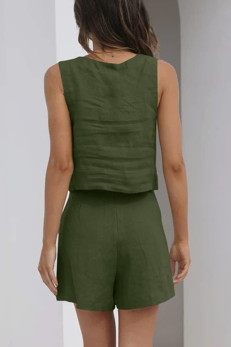 Eliza Ensemble d’Été Femme – Ensemble Minimaliste avec Top Sans Manches & Short Confortable