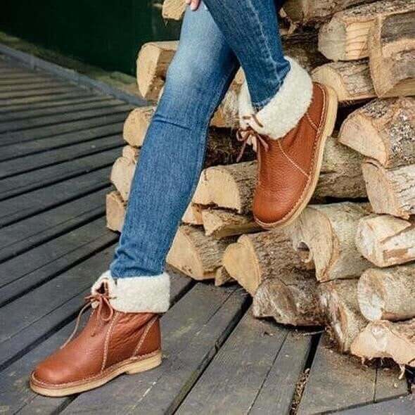 Emersyn Bottes Chauffantes Femme – Cuir Imperméable avec Doublure en Laine & Confort Hivernal