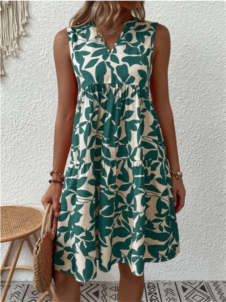 Abito estivo da donna Elenya - Abito svasato leggero con stampa floreale in misto cotone traspirante