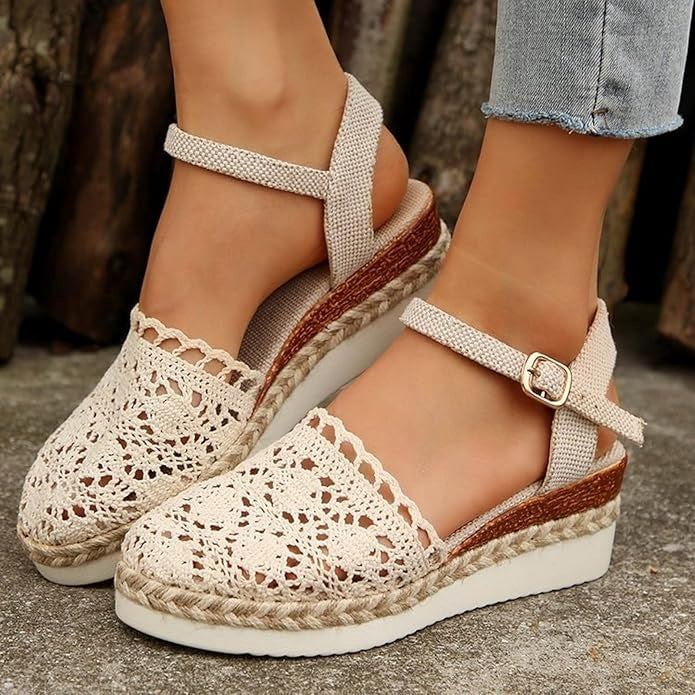 Espadrillas da donna Bailey: scarpe estive bohémien con dettagli all'uncinetto e look naturale